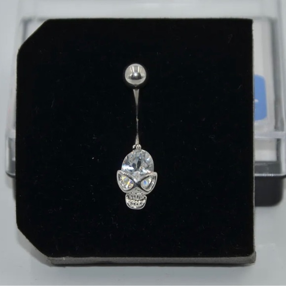 Lovely Belly Button Rings Surgical Steel Mouth Skull Wing Desgin Clear Zircon Na - Picture 1 of 1